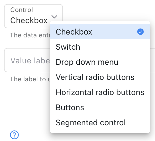 Checkbox Control field