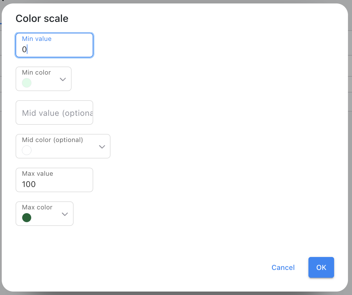 Number Color Scale field