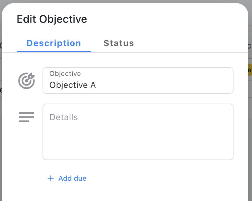 Objective Due Field - Optional from the Edit dialog