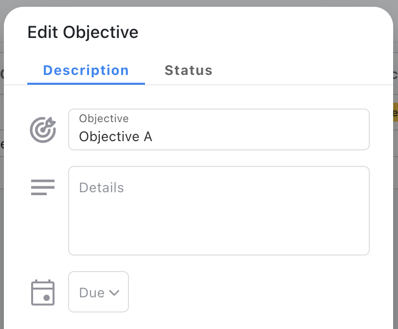 Objective Due Field - Display on Edit dialog