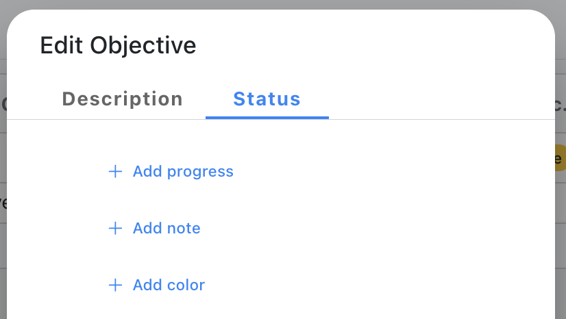 Objective Progress Field - Optional from the Edit dialog