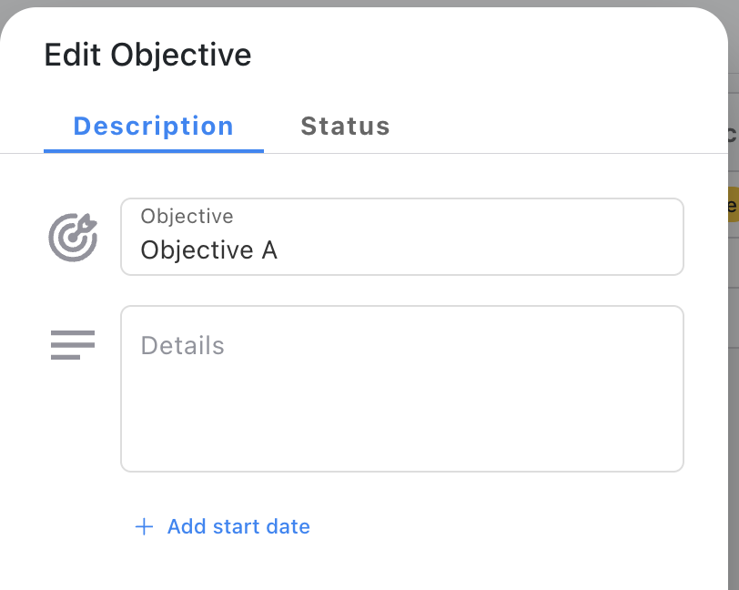 Objective Start Field - Optional from the Edit dialog