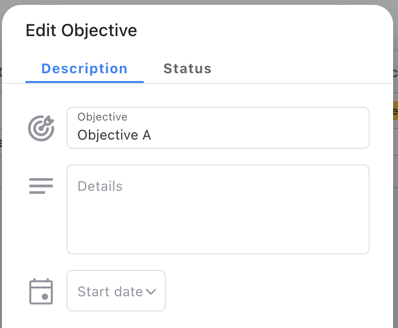 Objective Start Field - Display on Edit dialog