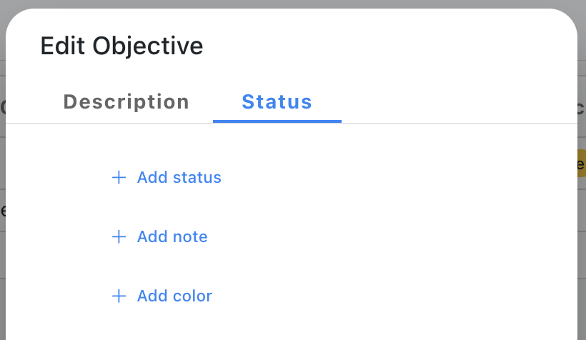 Objective Status Field - Optional from the Edit dialog