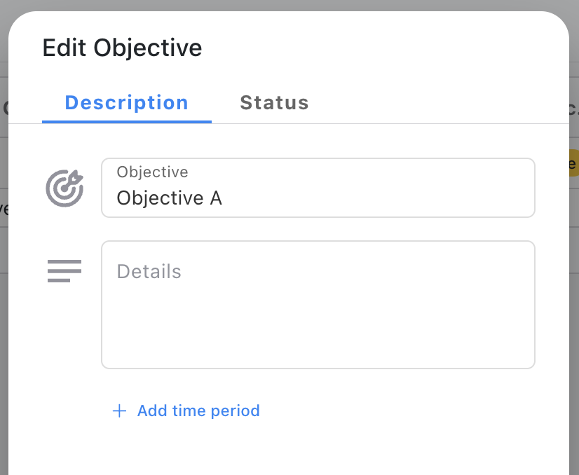 Objective Time Period Field - Optional from the Edit dialog